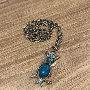 Blue owl necklace